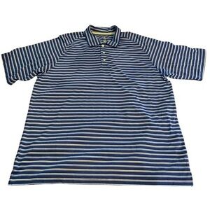 Men's Bolle Performance Blue Striped Golf Polo Shirt Size XXL EUC #7986